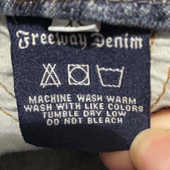 Freeway Denim Jean Mini Skirt Size XS Vintage Y2K Embroidered Boho Western Rave - Picture 9 of 9